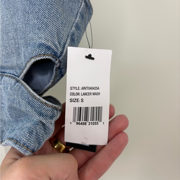 AFRM Light Wash Denim Cutout Crop Top - Light Blue - Picture 7 of 10